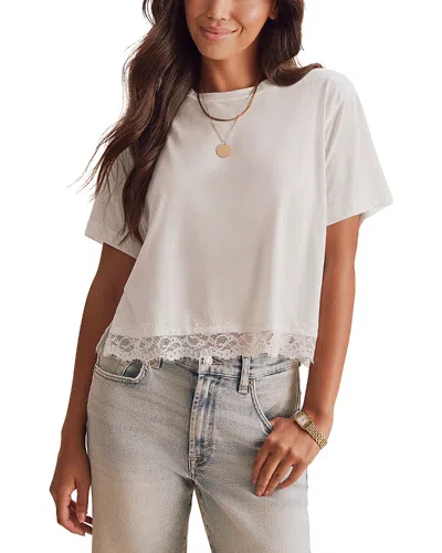 Splendid Lainey Lace Trim Short Sleeve Tee In White