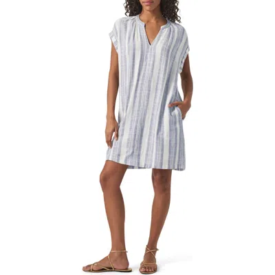 Splendid Lauren Stripe Shift Minidress In White/seaport