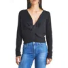 Splendid Leah Twist Front Sweater In Black