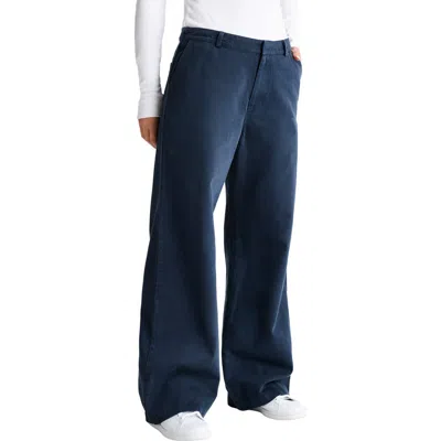 Splendid Lee High Waist Wide Leg Cotton Pants In Blue