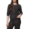 Splendid Leopard Print Crewneck Sweater In Black