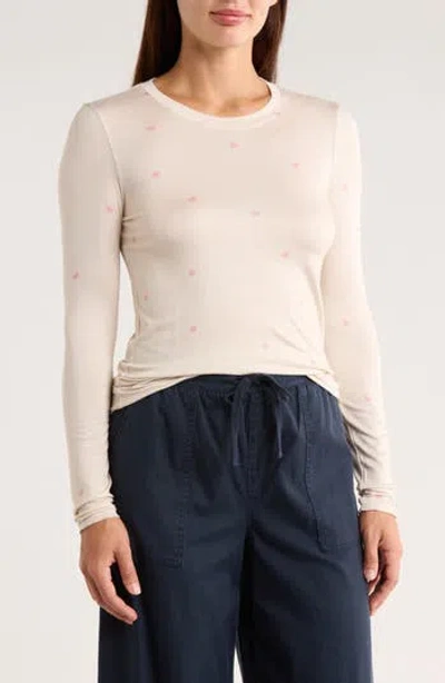 Splendid Leopard Print Long Sleeve T-shirt In Gold