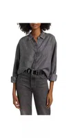 Splendid Lia Denim Button Down Shirt In Washed Black