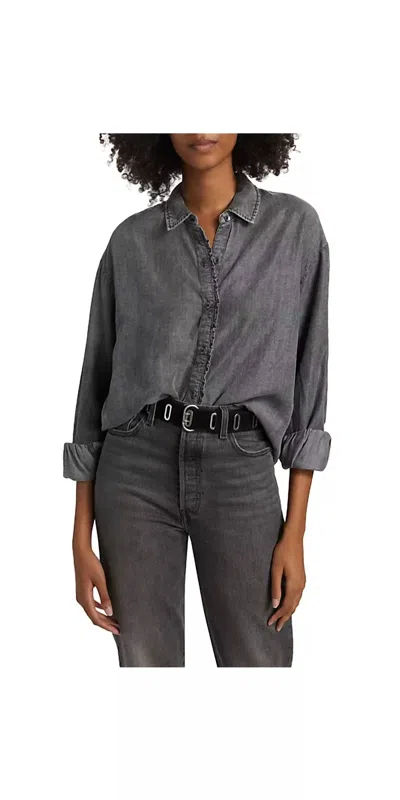 Splendid Lia Denim Button Down Shirt In Washed Black