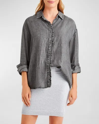 Splendid Lia Denim Button-up Shirt In Washed Black
