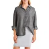 Splendid Lia Denim Button Down Shirt In Washed Black In Black