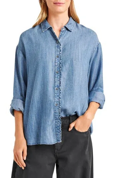 SPLENDID SPLENDID LIA RUFFLE CHAMBRAY BUTTON-UP SHIRT