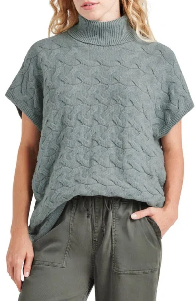 Splendid Liliana Short Sleeve Turtleneck Sweater In Dusty Teal