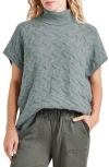 Splendid Liliana Short Sleeve Turtleneck Sweater In Dusty Teal