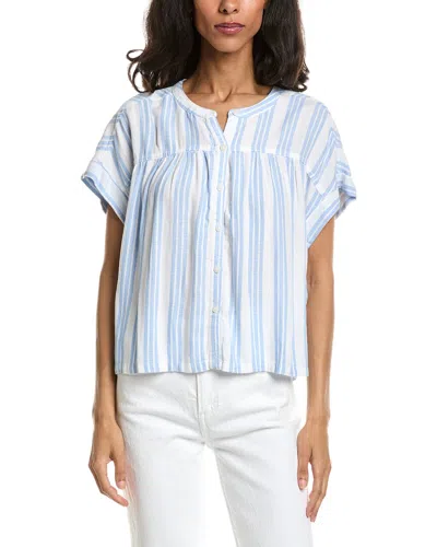 Splendid Short Sleeve Button-up Top In Blue
