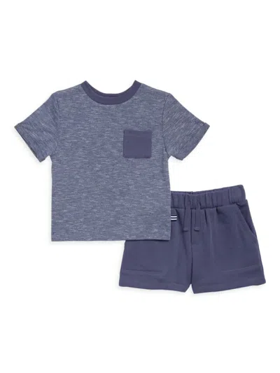 Splendid Kids' Little Boy's Seaspray 2-piece Heathered Tee & Drawstring Shorts Set In Blue
