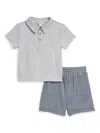 Splendid Little Boy's Solid Polo & Shorts Set In Heather Grey