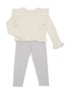 Splendid Little Girl's 2-piece Ruffle Top & Pajama Set In Beige