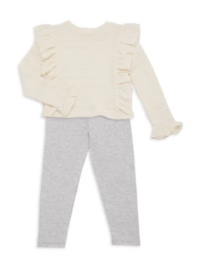 Splendid Kids' Little Girl's 2-piece Ruffle Top & Pajama Set In Beige