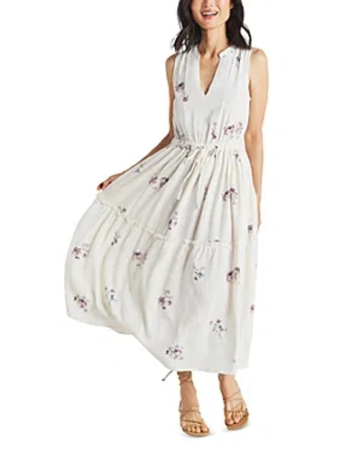 Splendid Livia Floral Split Neck Midi Dress In Watercolor Florida