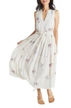 Splendid Livia Floral Split Neck Midi Dress In Watercolor Floral