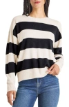 Splendid Libby Stripe Wool-blend Sweater In Oat Black Stripe