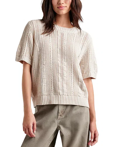 Splendid Lizzie Short Sleeve Cotton Blend Sweater In Pale Oak Hthr