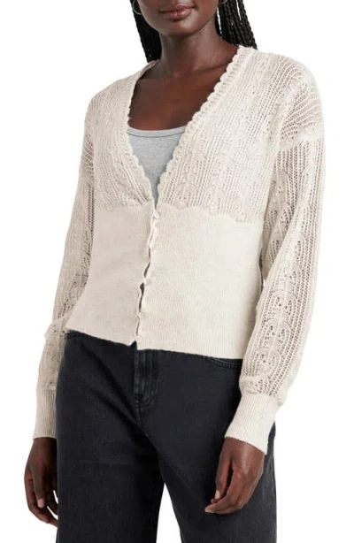 Splendid Lola Openwork V-neck Cardigan In Pale Oak Heather