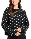 Splendid Lolly Hearts Jacquard Crewneck Sweater In Black/snow