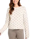 Splendid Lolly Hearts Jacquard Crewneck Sweater In Oat Heather/tawny Heat