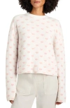 Splendid Lolly Hearts Jacquard Crewneck Sweater In Snow Heather/cotton Candy