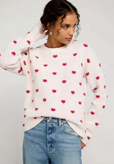 Splendid Lolly Hearts Jacquard Sweater In White / Red In Multi