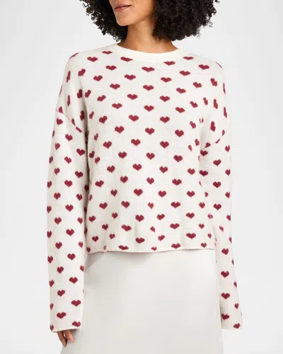 Splendid Lolly Hearts Sweater In Snow Heather/holly