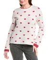 Splendid Lolly Hearts Jacquard Crewneck Sweater In White