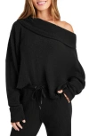 Splendid Womens Drapey Waffle Pullover Top In Black