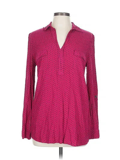 Pre-owned Splendid Long Sleeve Blouse In Burgundy