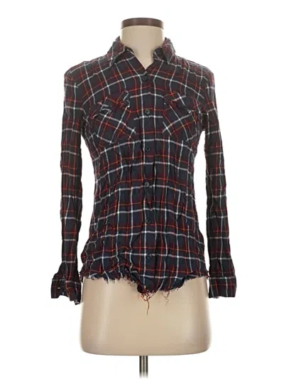 Pre-owned Splendid Long Sleeve Blouse In Burgundy