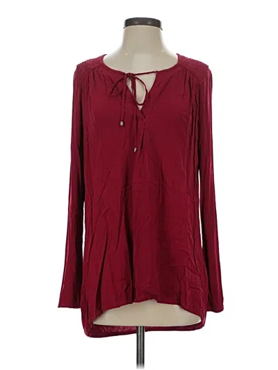 Pre-owned Splendid Long Sleeve Blouse In Burgundy