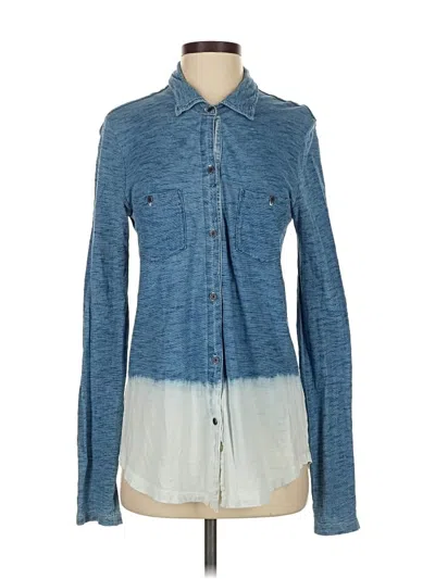 Pre-owned Splendid Long Sleeve Button Down Shirt In Blue