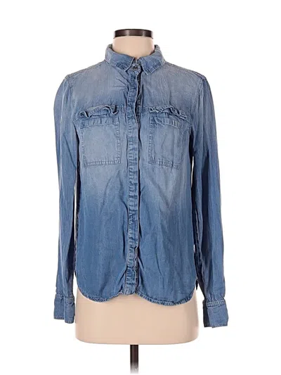 Pre-owned Splendid Long Sleeve Button Down Shirt In Blue