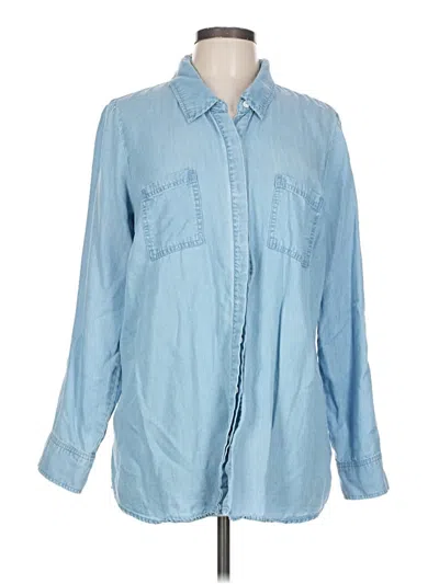 Pre-owned Splendid Long Sleeve Button Down Shirt In Blue