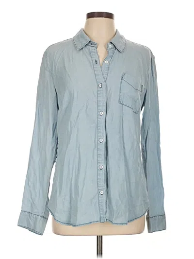 Pre-owned Splendid Long Sleeve Button Down Shirt In Blue