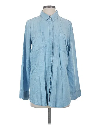 Pre-owned Splendid Long Sleeve Button Down Shirt In Blue