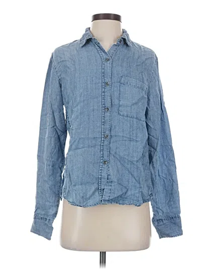 Pre-owned Splendid Long Sleeve Button Down Shirt In Blue