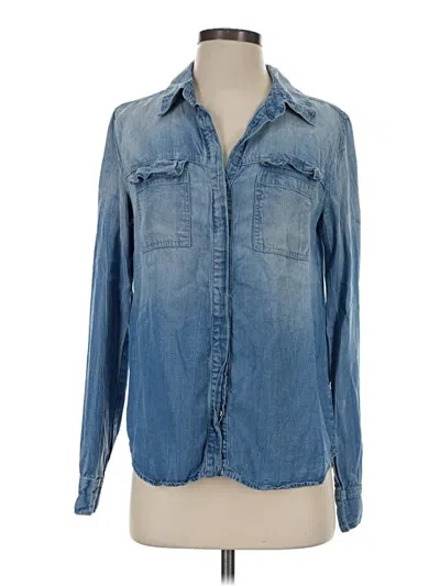 Pre-owned Splendid Long Sleeve Button Down Shirt In Blue