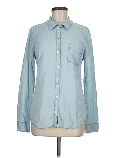 Pre-owned Splendid Long Sleeve Button Down Shirt In Blue