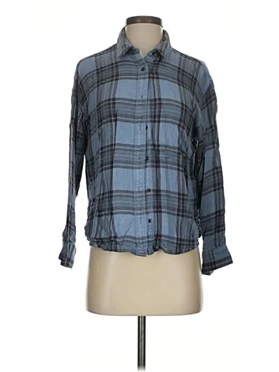 Pre-owned Splendid Long Sleeve Button Down Shirt In Blue