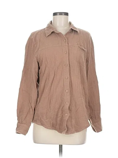Pre-owned Splendid Long Sleeve Button Down Shirt In Brown