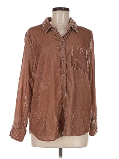 Pre-owned Splendid Long Sleeve Button Down Shirt In Brown