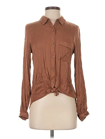 Pre-owned Splendid Long Sleeve Button Down Shirt In Brown