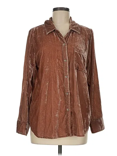 Pre-owned Splendid Long Sleeve Button Down Shirt In Brown