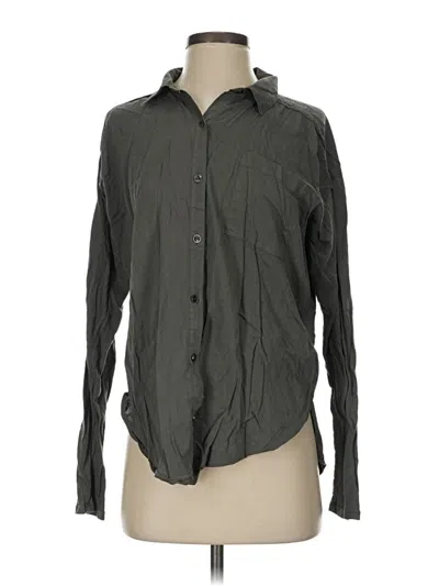Pre-owned Splendid Long Sleeve Button Down Shirt In Gray