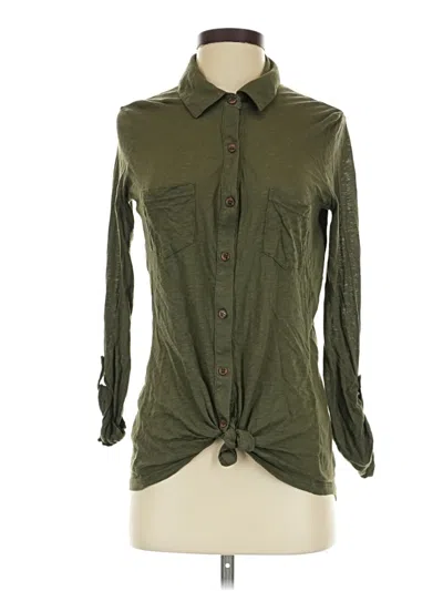 Pre-owned Splendid Long Sleeve Button Down Shirt In Green