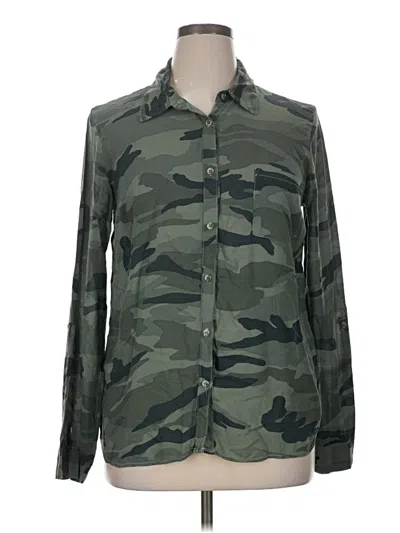 Pre-owned Splendid Long Sleeve Button Down Shirt In Green