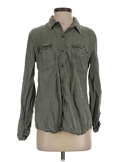 Pre-owned Splendid Long Sleeve Button Down Shirt In Green